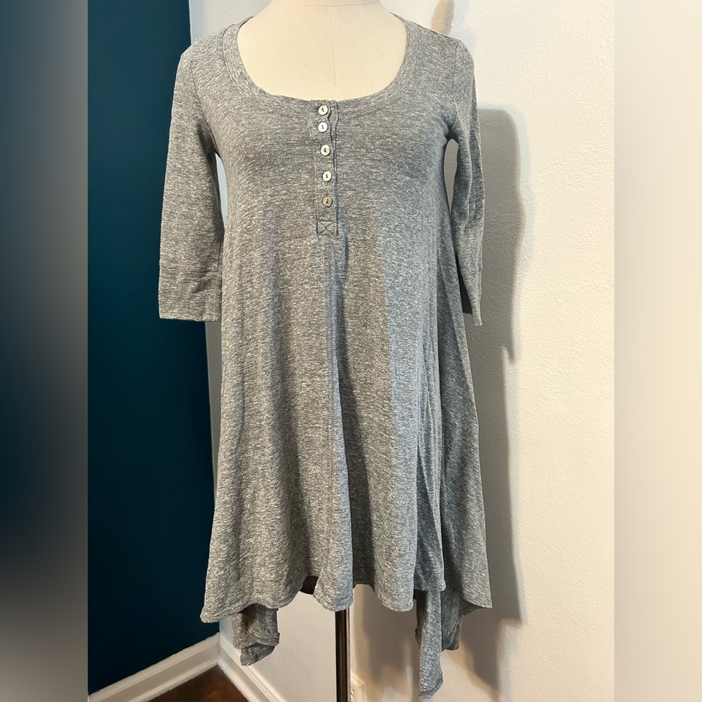 Free People FP Beach Drippy Jersey Henley High Low Knit Button Up Dress